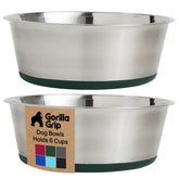 GORILLA GRIP dog bowls in stainless steel with 6-cup capacity for mess-free meals
