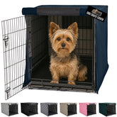 GORILLA GRIP dog crate cover navy with front mesh window for airflow and visibility
