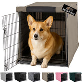 GORILLA GRIP dog crate cover front view with mesh window for ventilation.