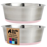 Gorilla Grip pink set of 2 bowls for easy feeding and water serving