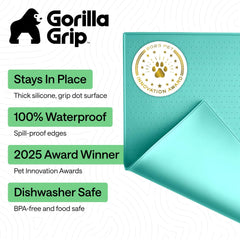 GORILLA GRIP turquoise silicone mat keeps bowls in place during meals