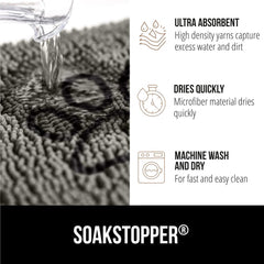 GORILLA GRIP SoakSTOPPER dog door mat—soft chenille dries quickly after wet outdoor trips.