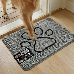 GORILLA GRIP SoakSTOPPER dog door mat with soft chenille soaks paw moisture