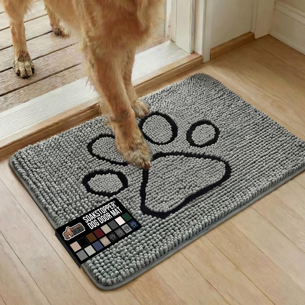 GORILLA GRIP SoakSTOPPER door mat front view shows durable, moisture-absorbing performance for entryways.