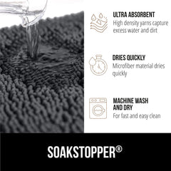 GORILLA GRIP SoakSTOPPER soft chenille microfiber dries quickly after use.