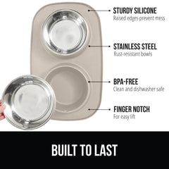 GORILLA GRIP stainless steel bowls stay rust-free during meals and refills.