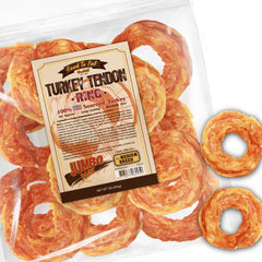 Gootoe Turkey Tendons pack front, a natural hypoallergenic chew for medium dogs.