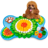 GoxRunx bone-shape snuffle mat for dogs, blue, promotes slow feeding.