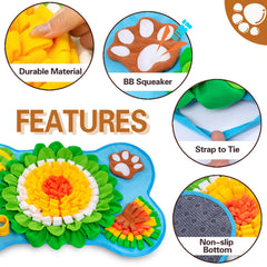 GoxRunx bone-shape snuffle mat in blue, enrichment and stress relief.