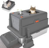 GOYJOY XXXL stainless steel litter box with lid offers ample space for large cats.