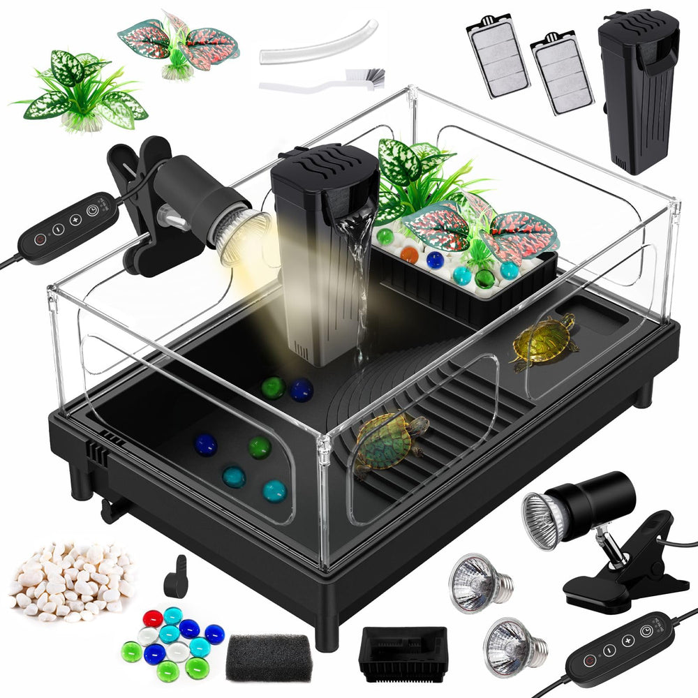 GOZILLA Small Turtle Tank Kit front view, compact habitat for small reptiles.