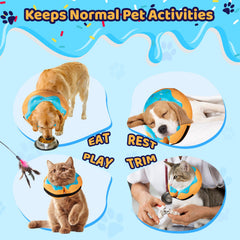 Grand Line donut inflatable collar blue close-up velvet shows soft fabric and cushiony support.