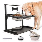 Grand Line elevated bowls stand with tilt promotes comfortable dining.