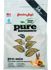 Grandma Lucy's PUREformance pre-mix dog food bag front showing wholesome ingredients for busy owners