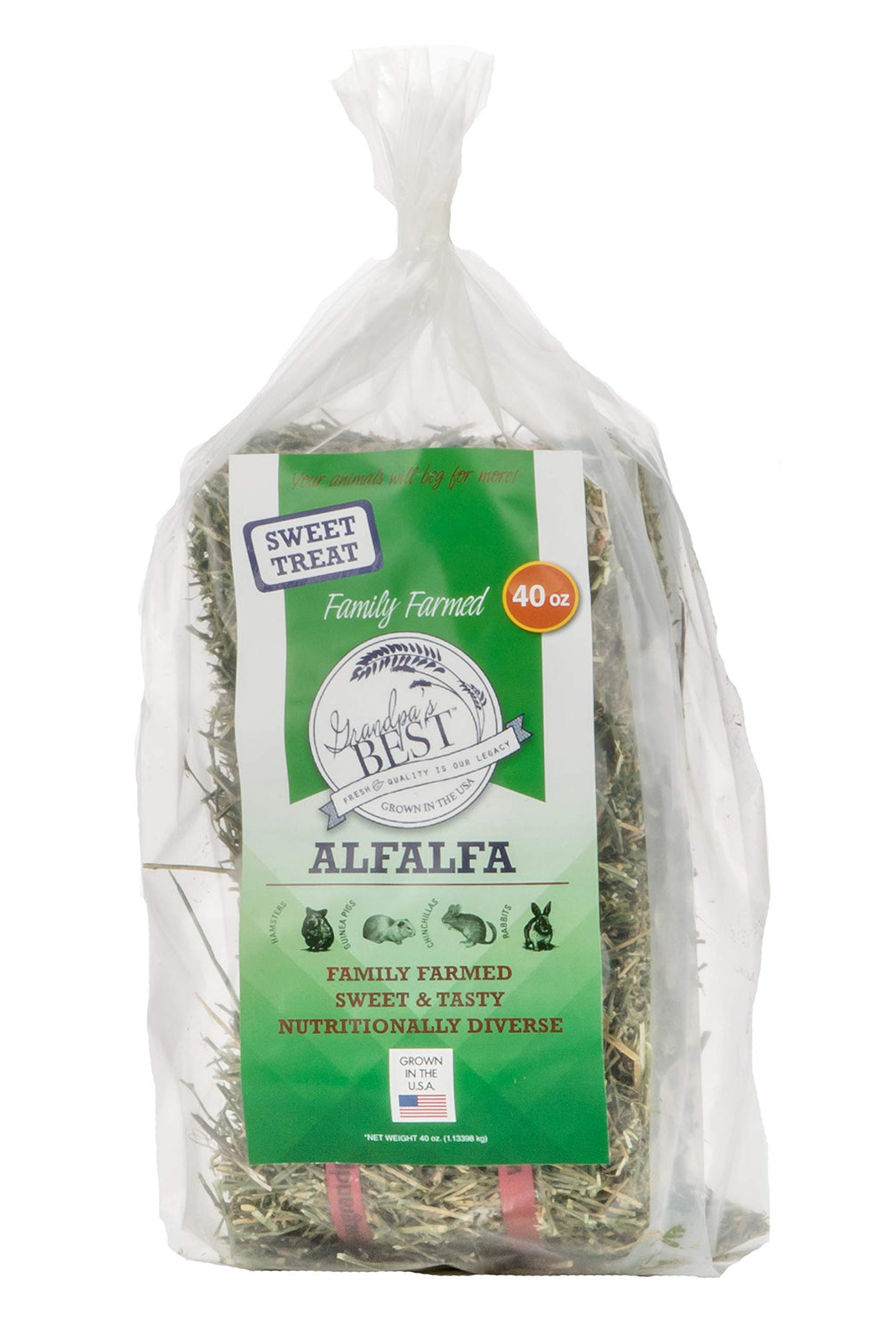 Grandpa's Best Alfalfa Hay soft-texture bale supports easy feeding and palatability.