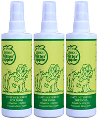 Grannick's Bitter Apple Spray in a 3-pack bottle for dogs showing the product