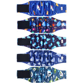 Grecle 5-pack dog diapers with varied patterns for everyday use.