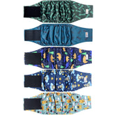Grecle five-pack male dog diapers show varied patterns for daily training.