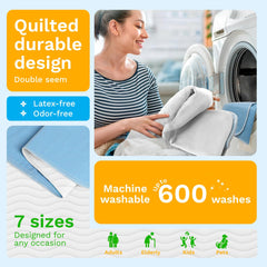 GREEN LIFESTYLE underpads 34x36 on bed during nighttime use for protection.