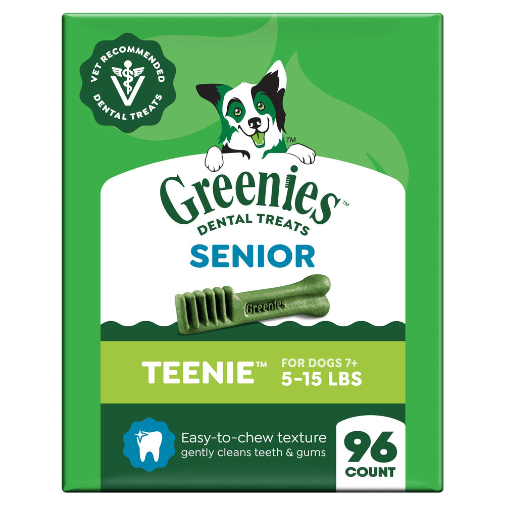 Greenies Aging Care teeth-cleaning chews support daily dental care for dogs.