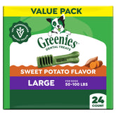 Greenies large-size package front shows 36 oz pack for daily dental care.