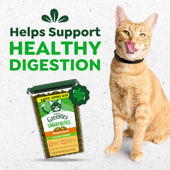 Close-up Greenies Feline Smartbites chicken flavor treats for portioning and rewards