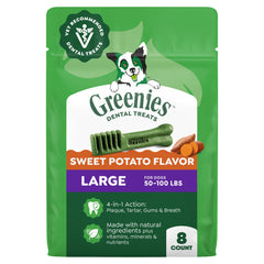 Greenies large dog dental chews sweet potato pack promotes fresh breath and clean teeth