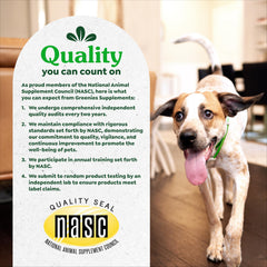 Greenies USA-made logo on packaging signals quality and care.