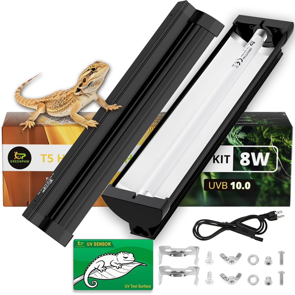 GREENPAW T5 UVB light hood for compact reptile basking setup