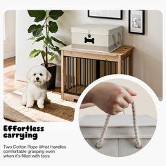 GreenPetopia toy storage basket with rope handles for easy carrying.