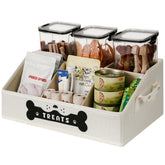 GreenPetopia dog treat container front view with easy-access trapezoid design