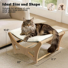 GreenPetopia elevated cat bed with wooden frame for comfy naps