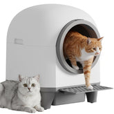 Greesum UltraSmart litter box front view highlighting SafeGuard sensors for safe automatic cleaning.