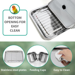 Gregce bird carrier bottom tray with easy-clean opening for quick maintenance