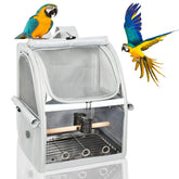 Gregce bird carrier backpack front view with stainless mesh for optimum ventilation