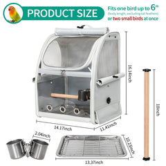 Gregce bird carrier backpack side view highlighting breathable design for small birds