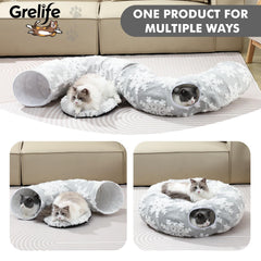 Grelife cat tunnel bed adjustable configuration boosts cat exploration.
