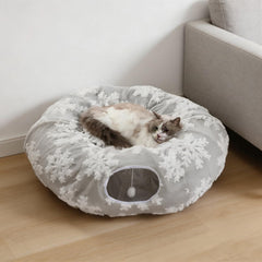 Grelife cat tunnel bed circle shape showcases adaptable play area.