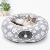 Grelife cat tunnel bed donut design provides cozy nap space.