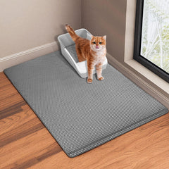 GRELY Cat Litter Mat non-slip base stays put on tile and wood floors.