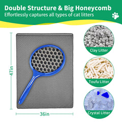 GRELY cat litter mat folds flat for easy storage and travel.