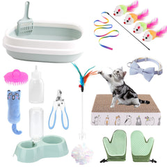 GRETJOB kitten starter kit litter box with high sides for easy cleaning.