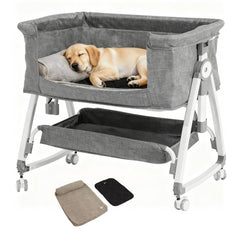 Grevigily Bedside Dog Bed Sleeper side view for close companionship with your pet