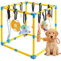 Grevigily Puppy Play Gym side view, spacious interior for safe exploration and enrichment.