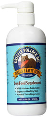 Grizzly Pollock Oil pump-over-food bottle to support healthy skin and coat.