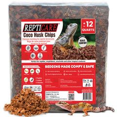 Gro-Med ReptiCare coconut husk chips bag for instant, ready-to-use reptile bedding.