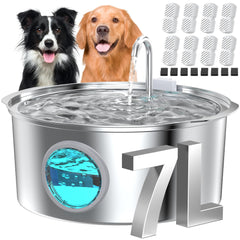 GROOKPET dog water fountain front view with large capacity for busy homes