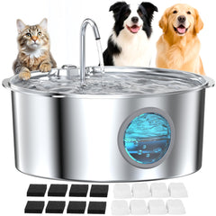 GROOKPET large dog fountain in stainless steel provides steady hydration with a quiet flow for multi-pet homes