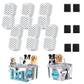GROOKPET packaging shows a 12-piece fountain filter set for large dogs.