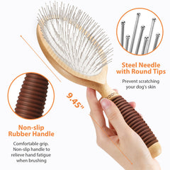 Ergonomic non-slip rubber handle on GROOMAGE brush for comfort
